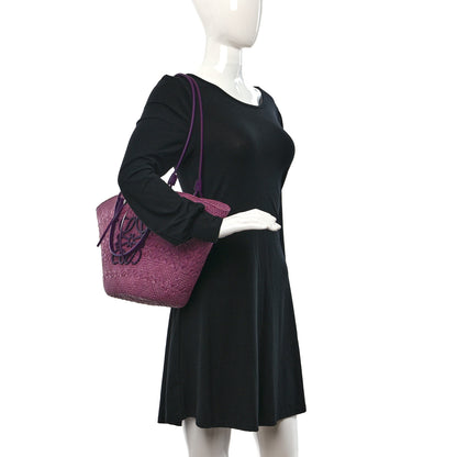 Loewe Calfskin Raffia Paulas Ibiza Small Anagram Basket Tote Bag Purple 2 of 8