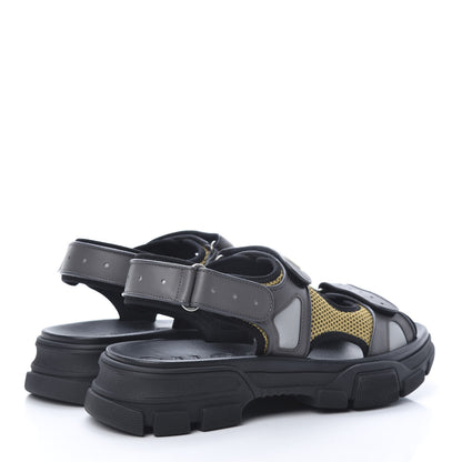 Gucci X SEGA Nappa Mesh Mens Aguru Sandals 12 Loess Black 4 of 6