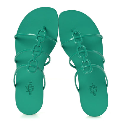 Hermes Rubber Womens Mykonos Sandals 37 Vert Tourmaline 2 of 9
