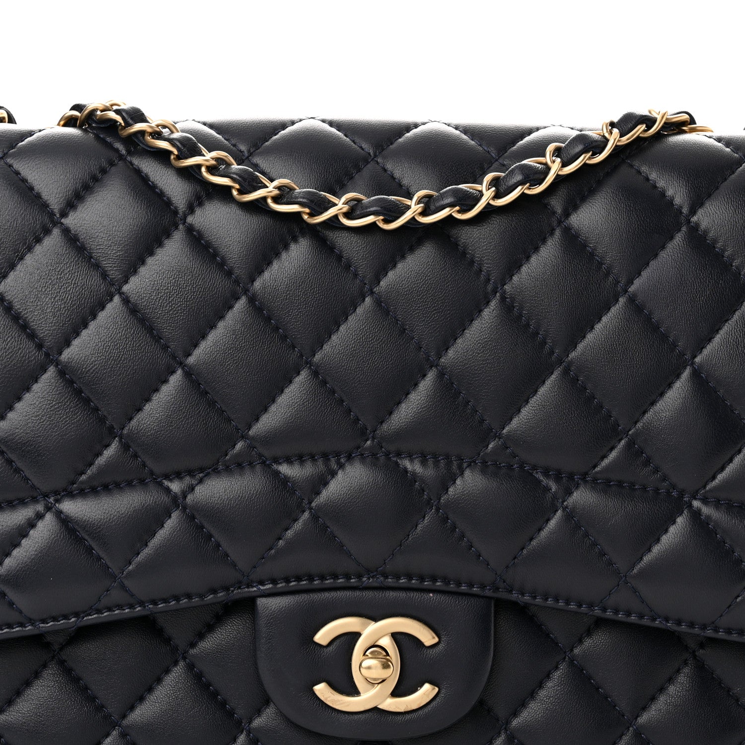 Chanel Lambskin Quilted Jumbo Mademoiselle Chic Flap Navy 8 of 11