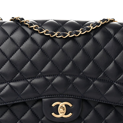 Chanel Lambskin Quilted Jumbo Mademoiselle Chic Flap Navy 8 of 11