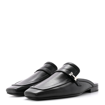 Hermes Goatskin Groupie Mules 35 Black 3 of 12