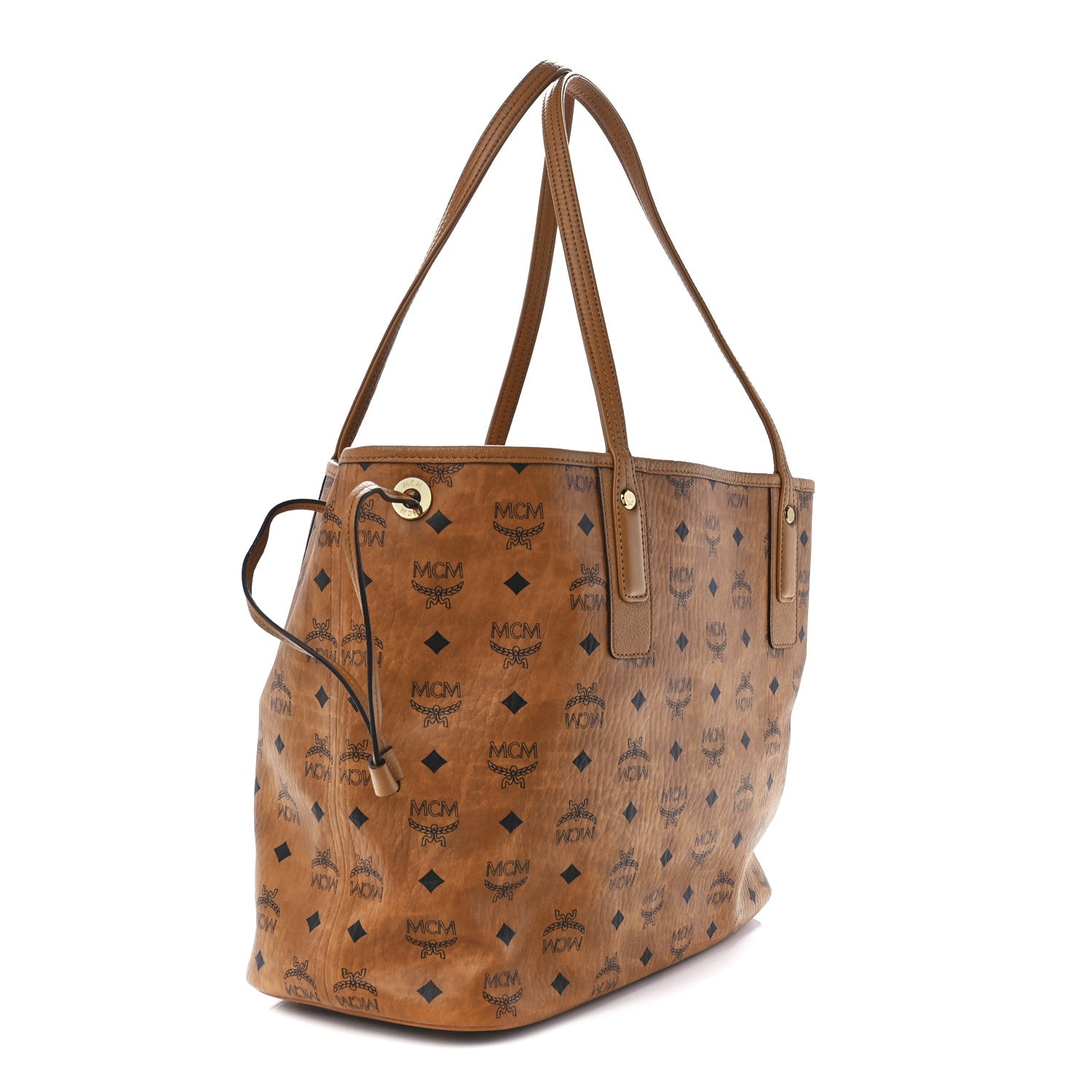 MCM Visetos Medium Liz Reversible Shopper Tote Cognac 4 of 20