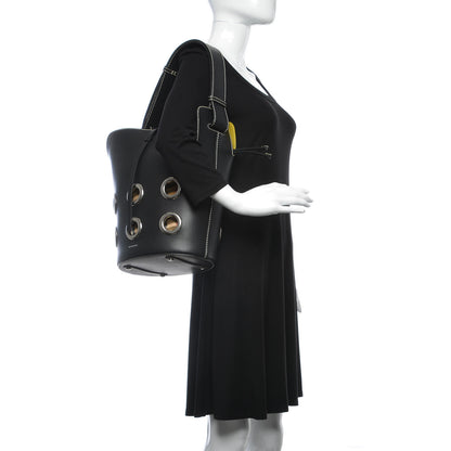 Burberry Calfskin Grommet Medium Bucket Bag Black 2 of 12