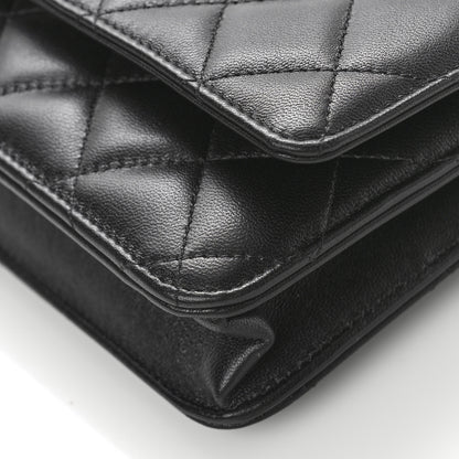 Chanel Lambskin Quilted Wallet On Chain WOC Black 9 of 10