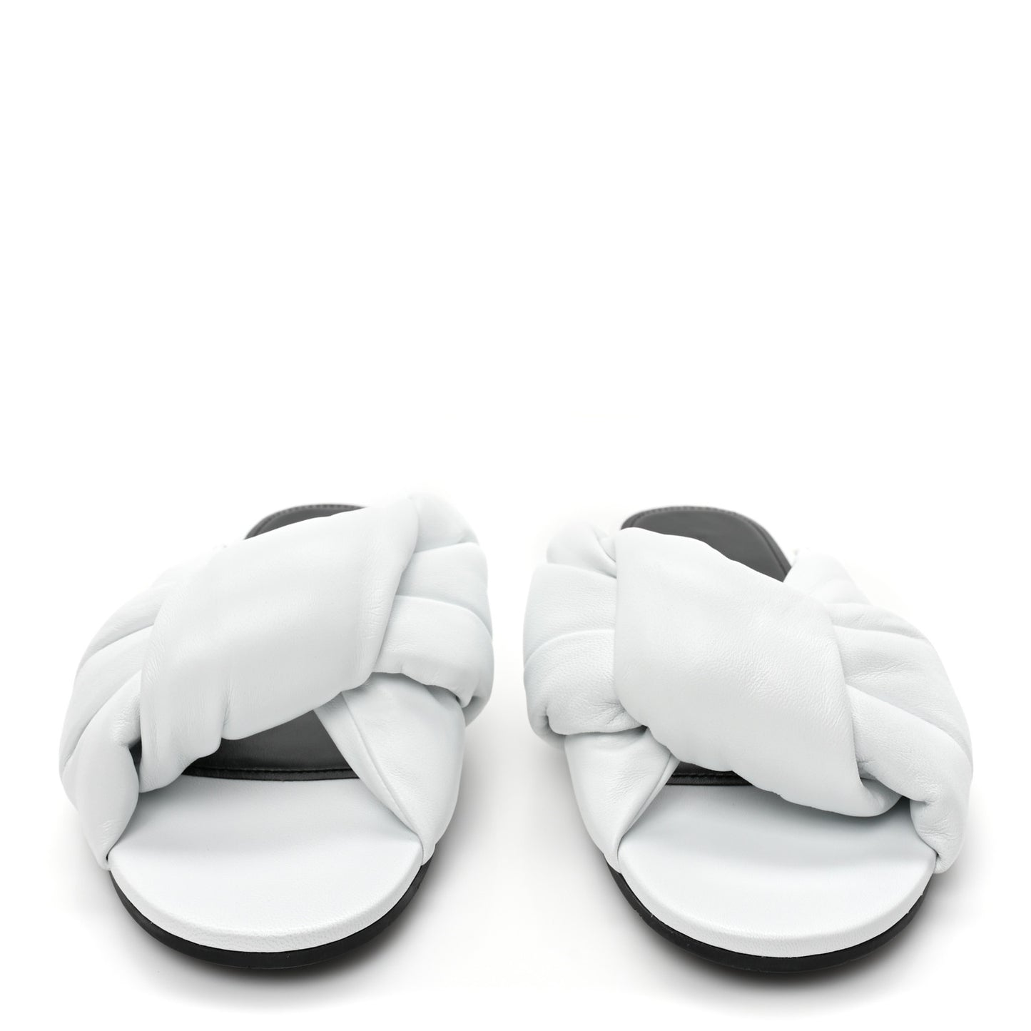 Lambskin Drapy Slide Sandals 39 Optical White