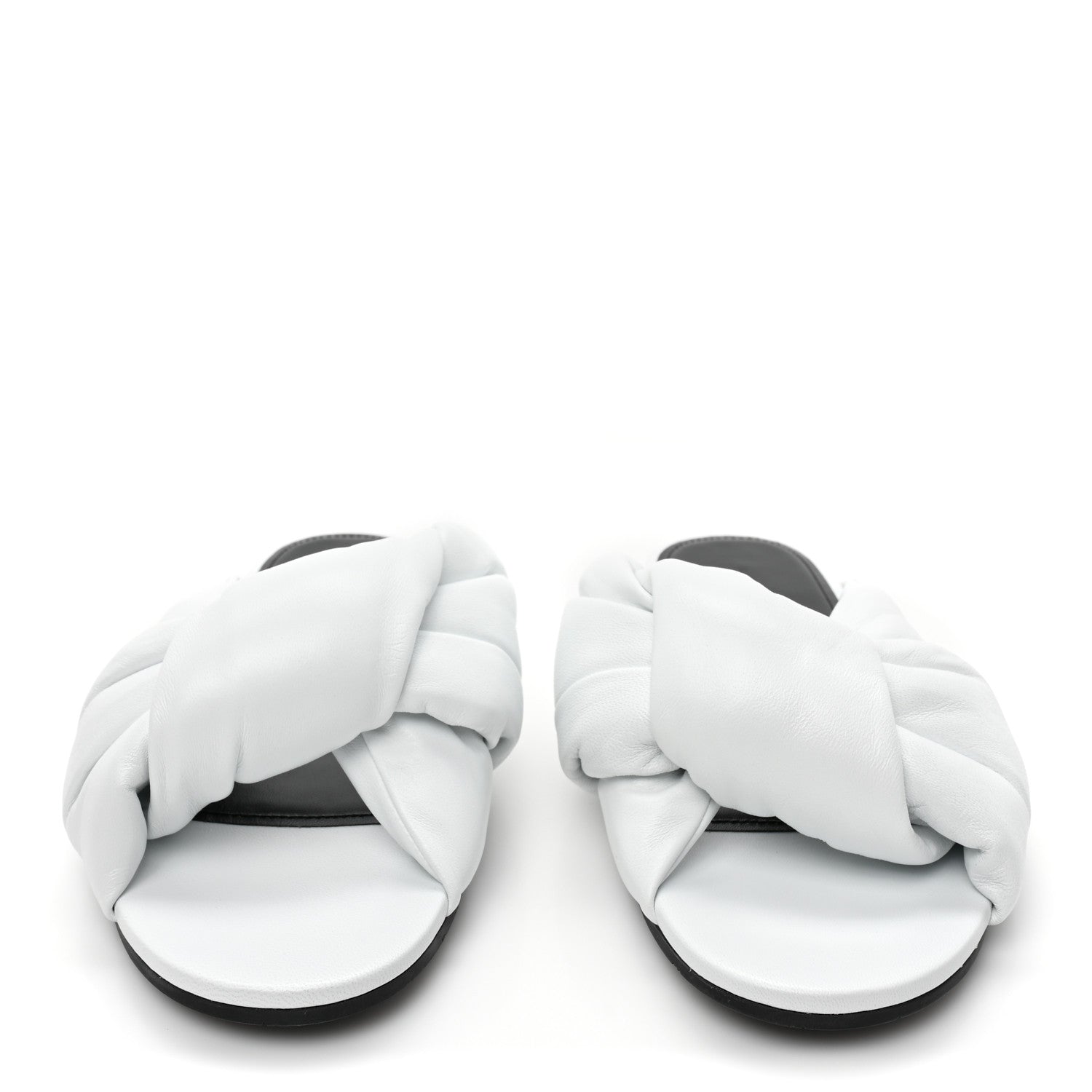Balenciaga Lambskin Drapy Slide Sandals 39 Optical White 2 of 10