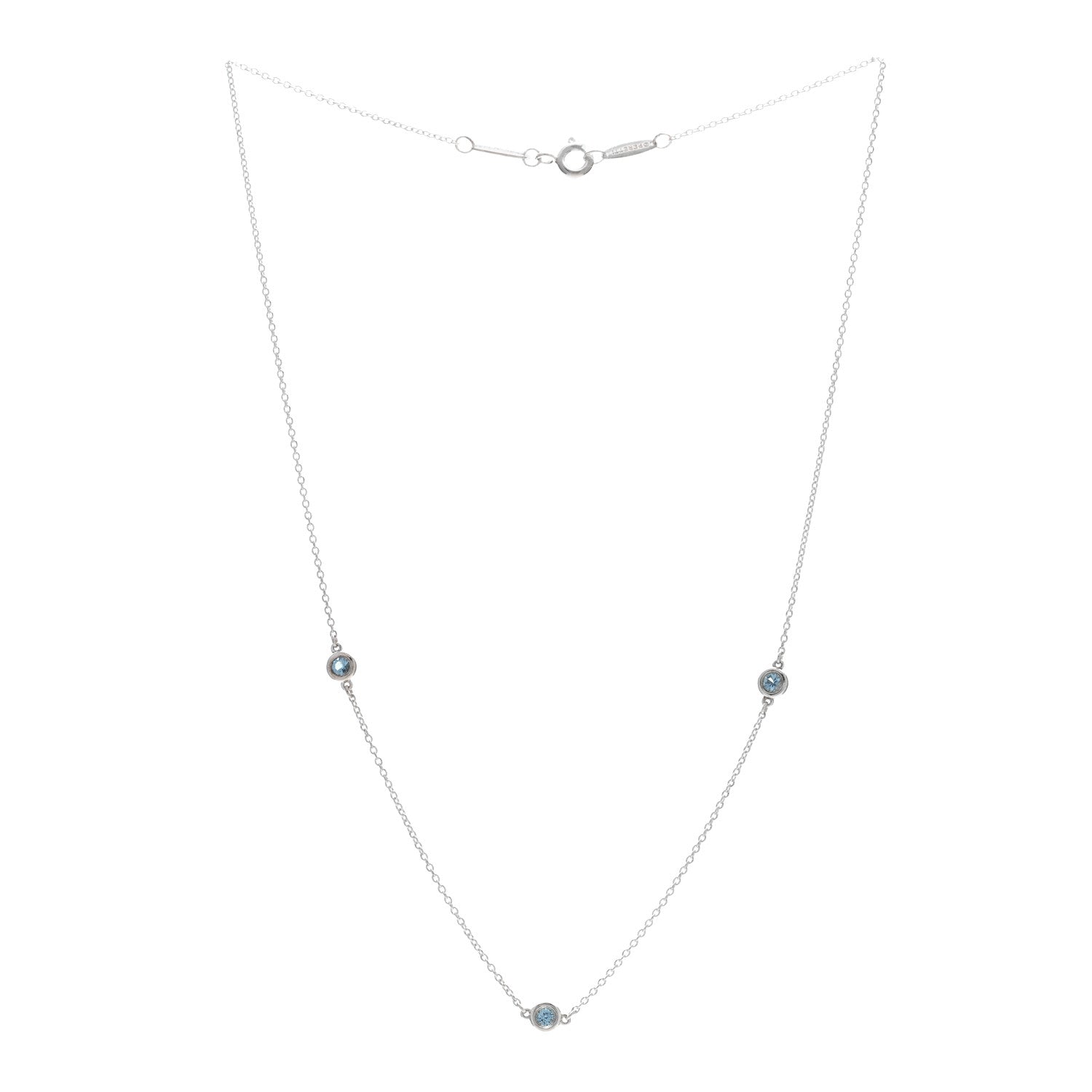 Tiffany Sterling Silver Aquamarine Elsa Peretti Color By The Yard 3 Station Necklace 3 of 4