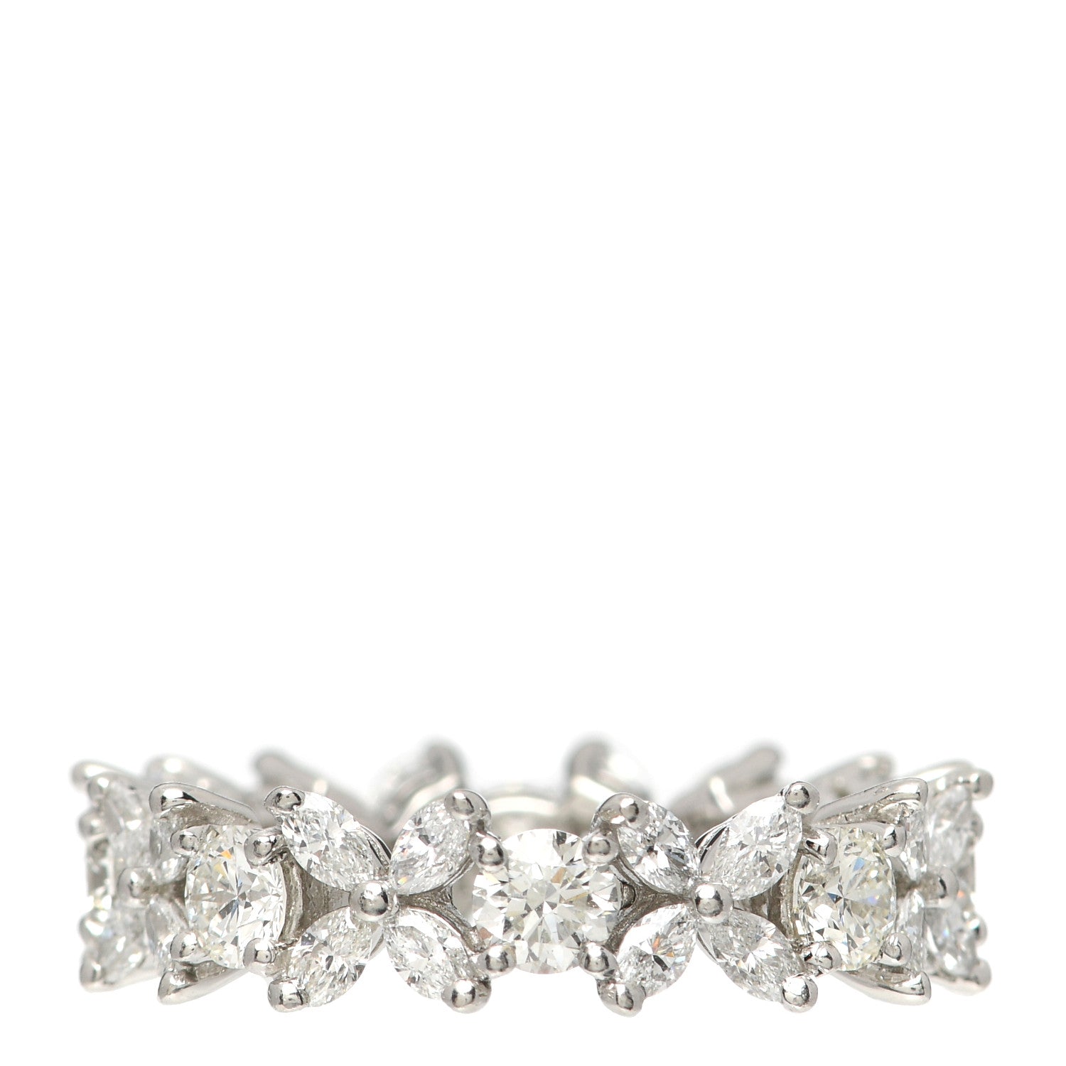 Tiffany Platinum Diamond Victoria Alternating Band Ring 51 5.75 2 of 10