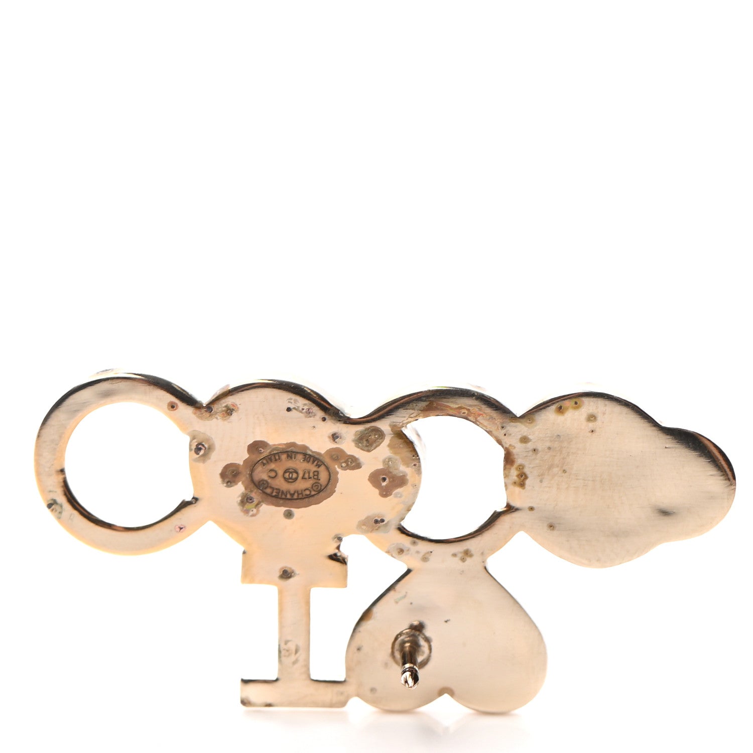 Chanel Metal Resin Pearl I Love Coco Brooch Gold Brown Pink 3 of 7
