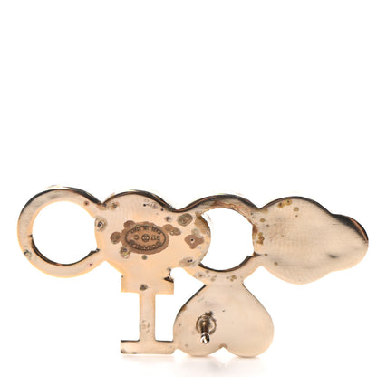 Chanel Metal Resin Pearl I Love Coco Brooch Gold Brown Pink 3 of 7
