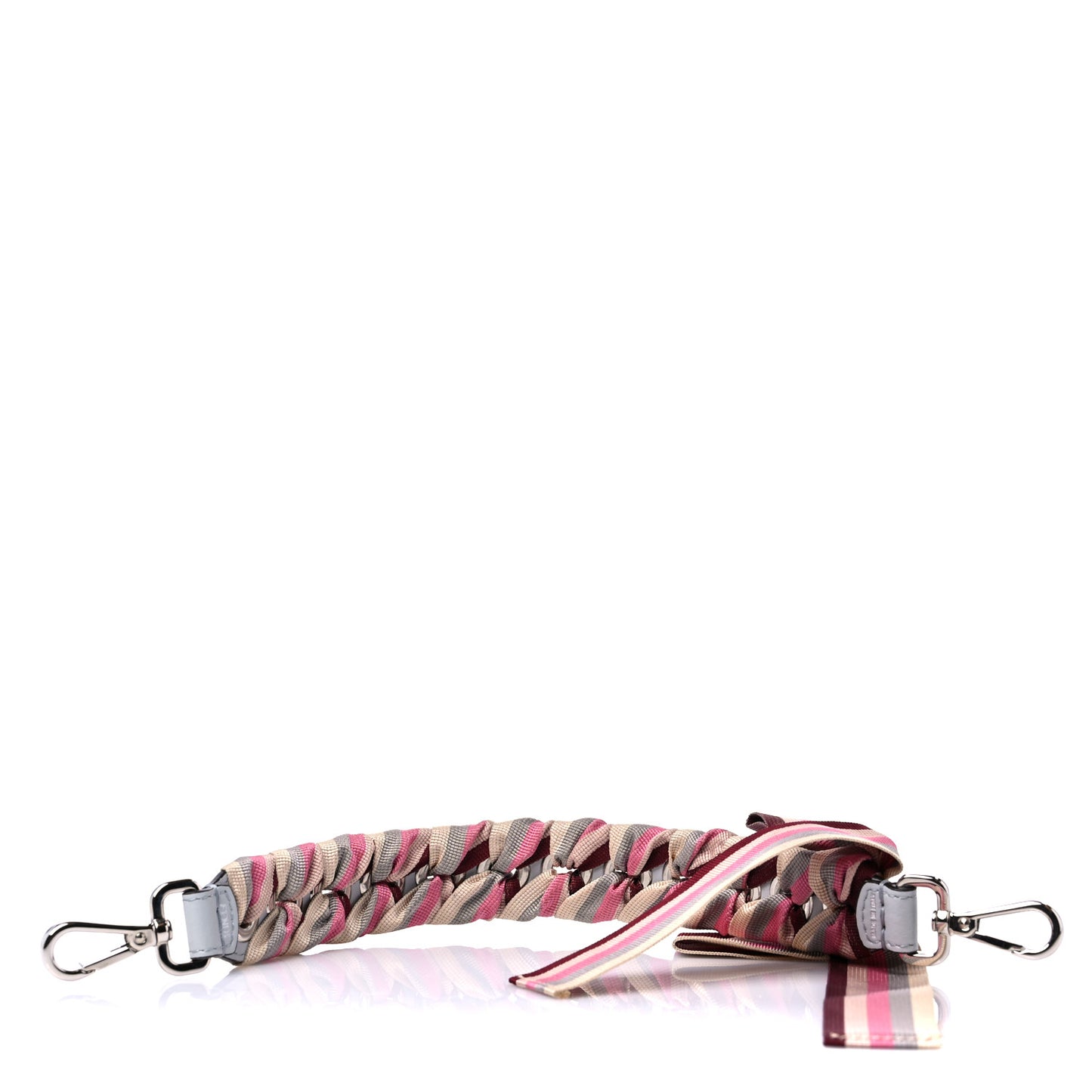 Calfskin Ribbon Lace Up Bow Mini Strap You Grey Pink