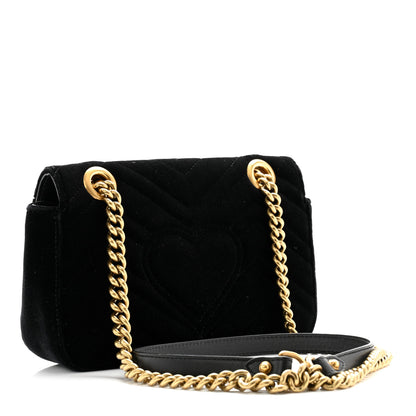 Gucci Velvet Matelasse Mini GG Marmont Shoulder Bag Black 3 of 10