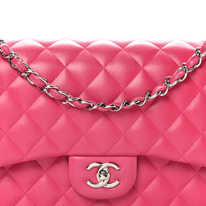 Chanel Lambskin Quilted Jumbo Double Flap Dark Pink 8 of 10