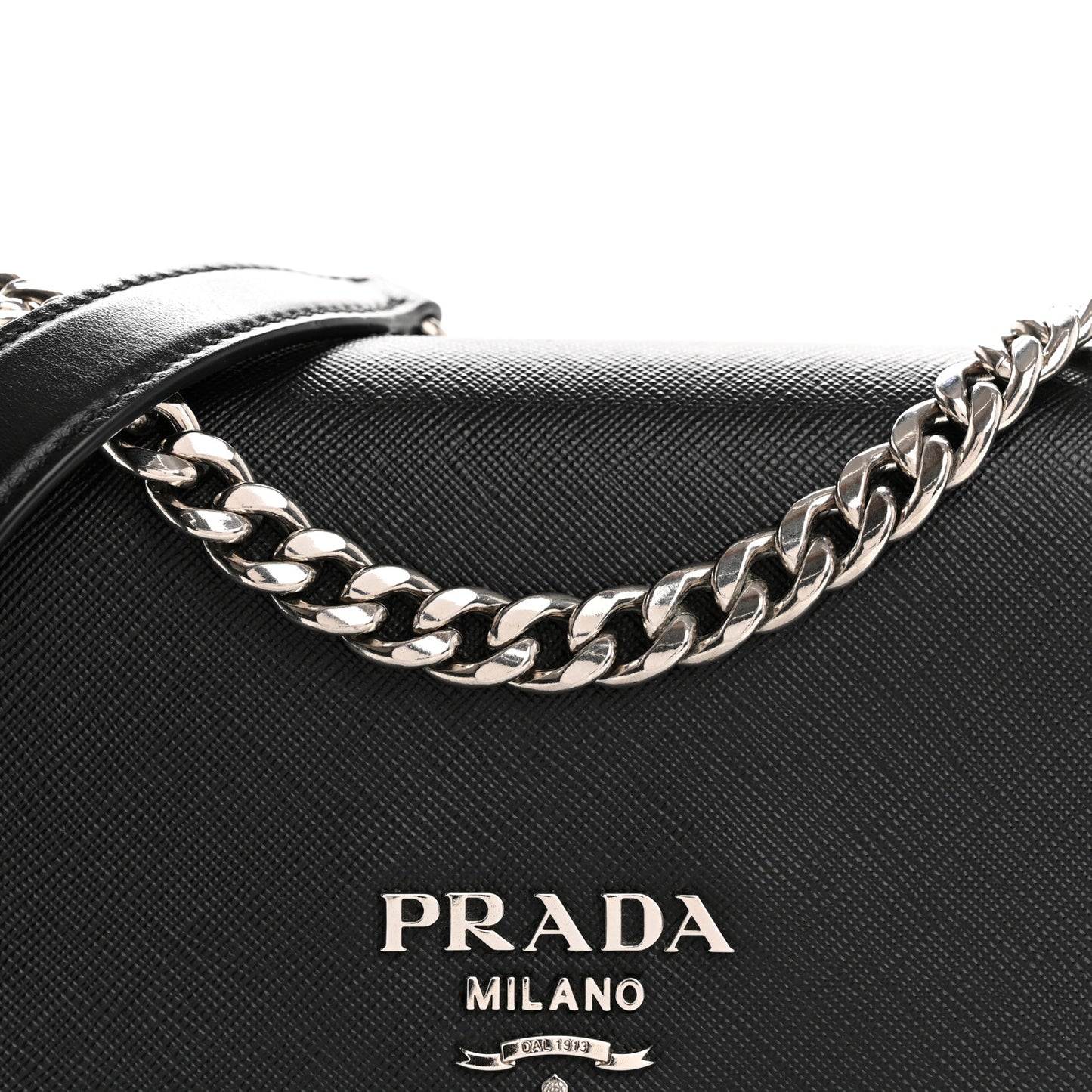 Saffiano Soft Calfskin Chain Crossbody Bag Black
