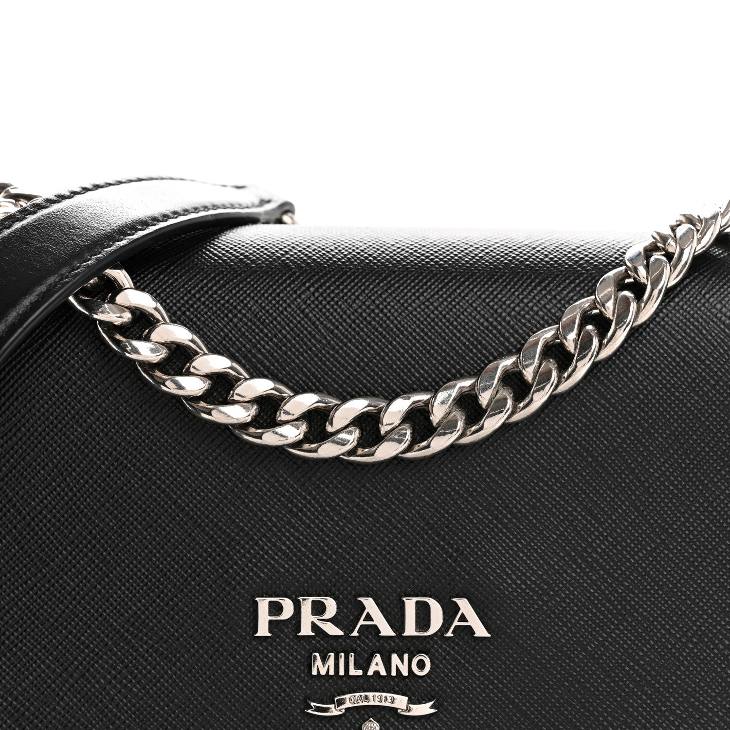 Prada Saffiano Soft Calfskin Chain Crossbody Bag Black 9 of 13