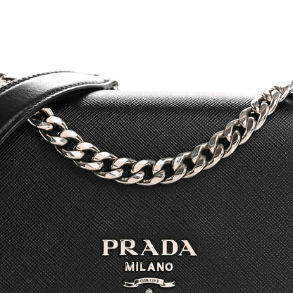 Prada Saffiano Soft Calfskin Chain Crossbody Bag Black 9 of 13