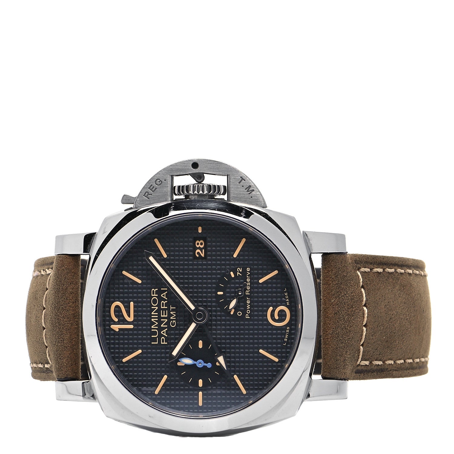 Panerai Stainless Steel Calfskin 42mm Luminor 1950 3 Day Power Reserve GMT Automatic Watch Black PAM01537 2 of 5