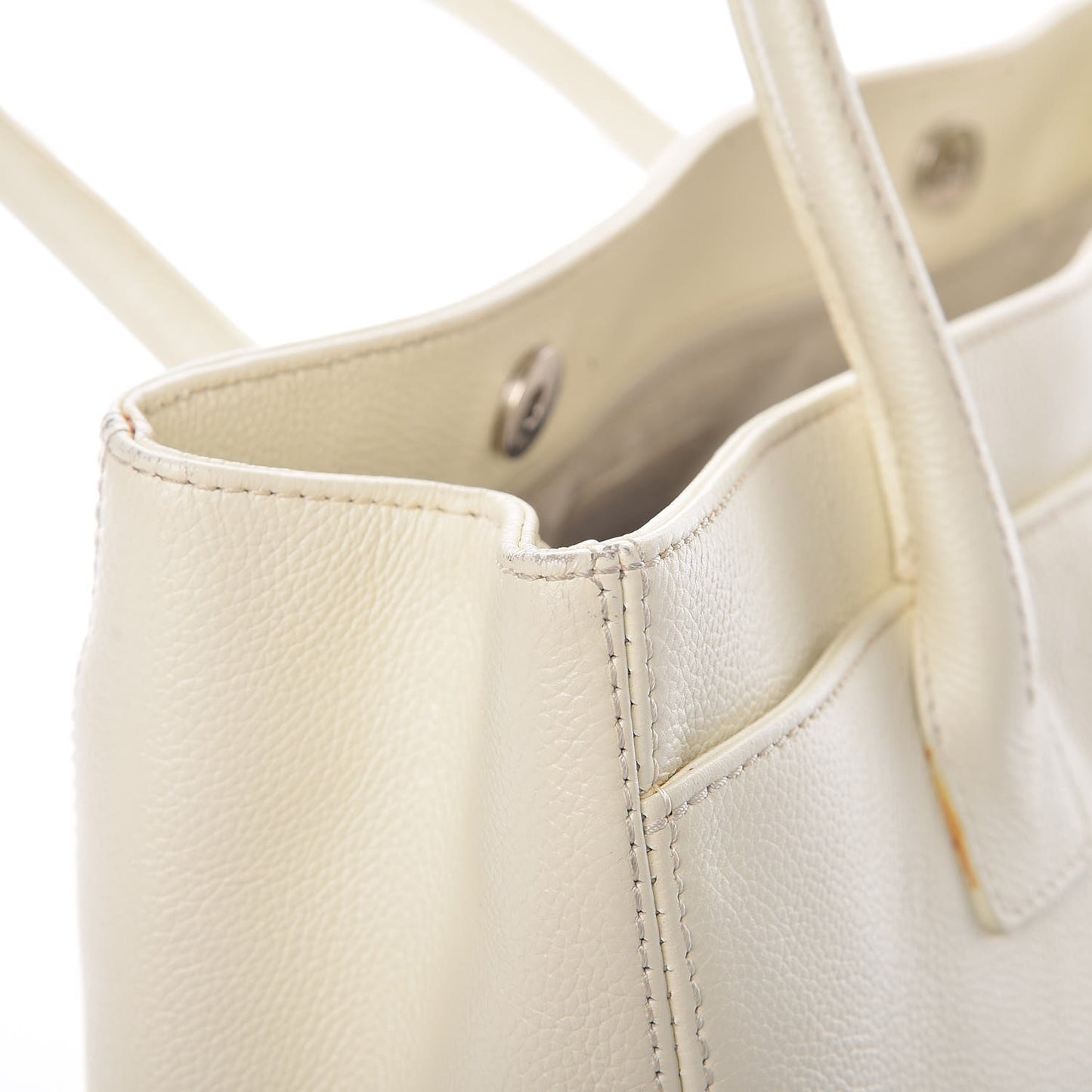 Calfskin Mademoiselle Lock Cerf Shopper Tote White