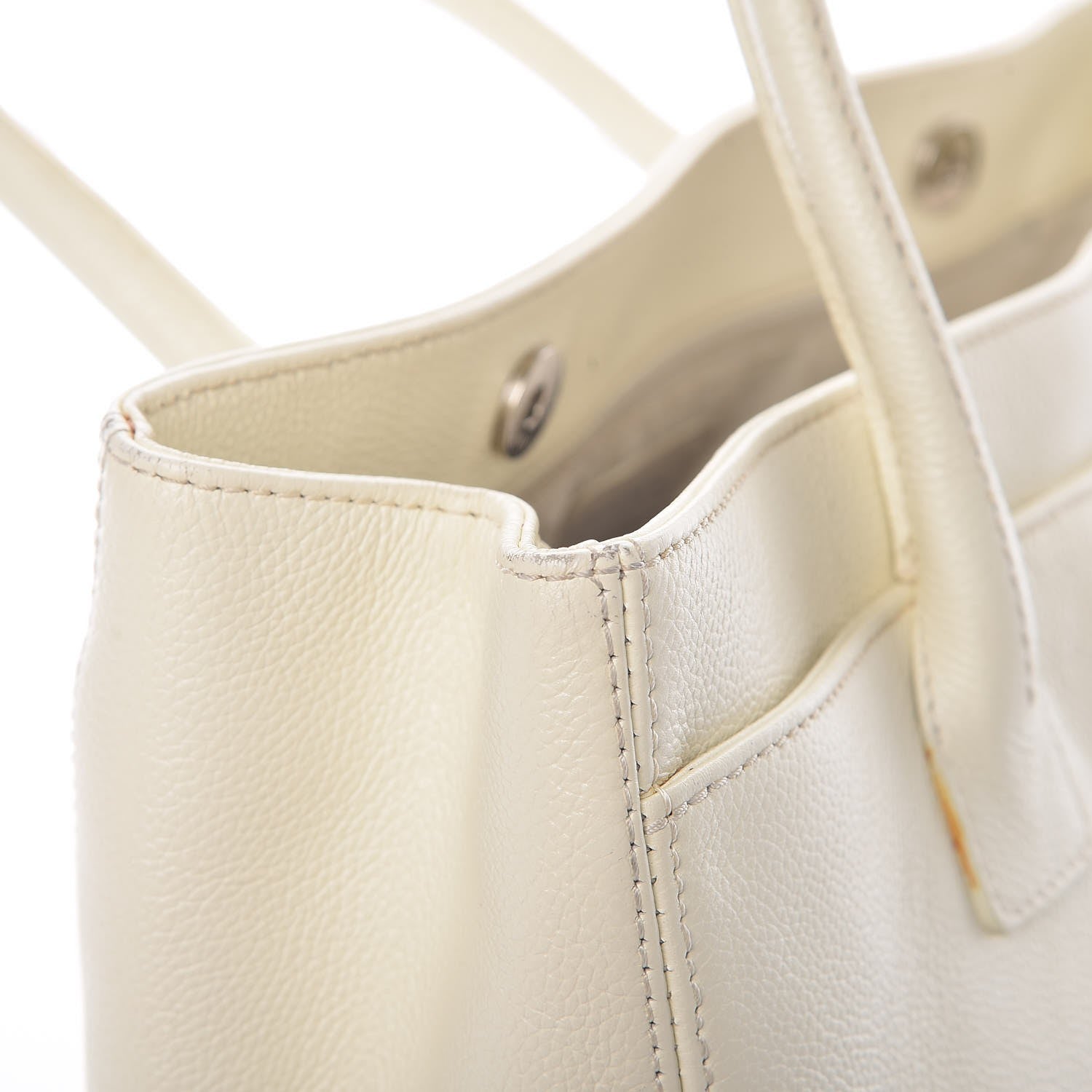 Chanel Calfskin Mademoiselle Lock Cerf Shopper Tote White 19 of 23