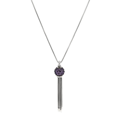 David Yurman Sterling Silver Amethyst Cable Berries Tassel Pendant Necklace 1 of 4