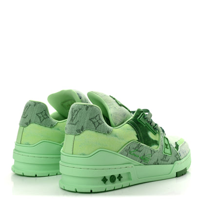 Louis Vuitton Monogram Denim Mens LV Trainer Sneakers 10 Green 5 of 9