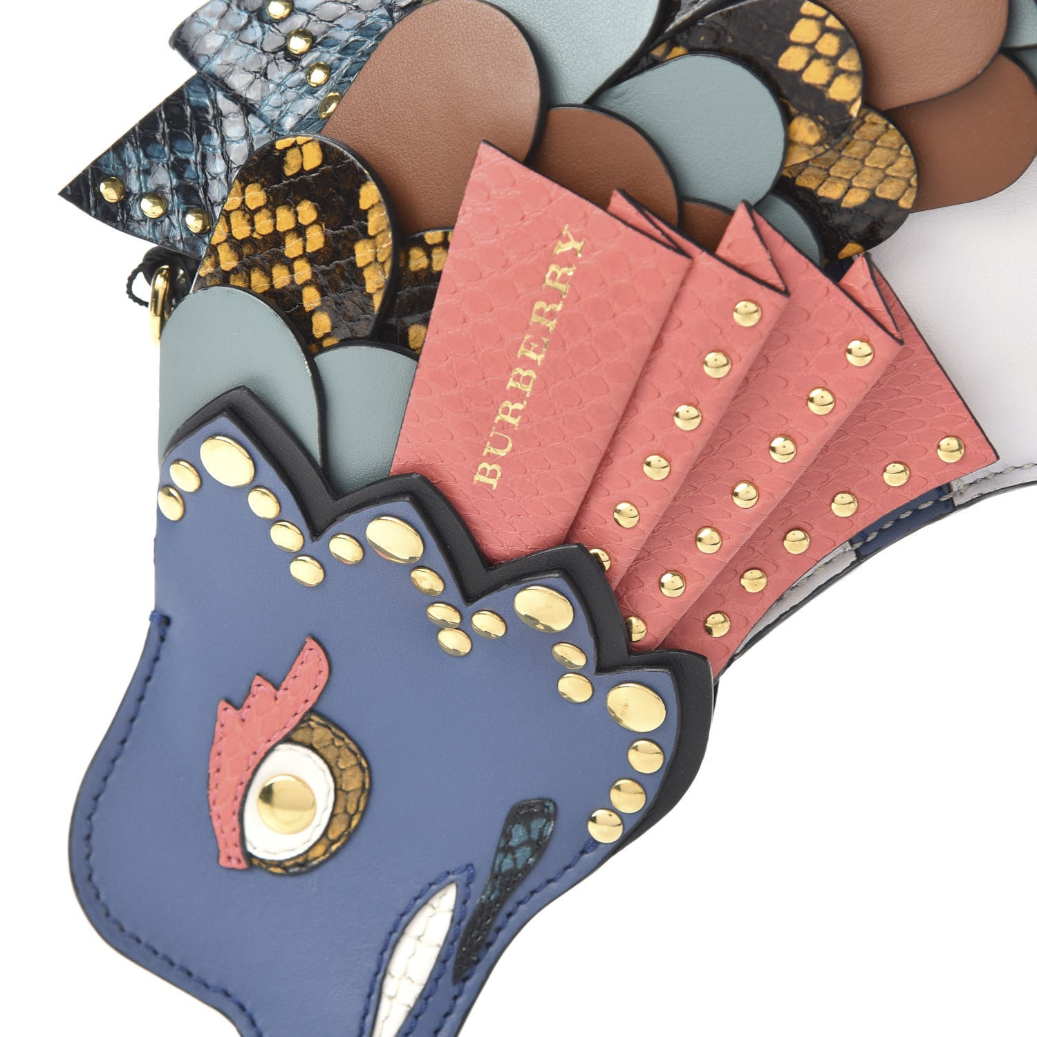 Burberry Calfskin Embossed Snakeskin Fish Shoulder Bag Dark Cobalt 9 of 9