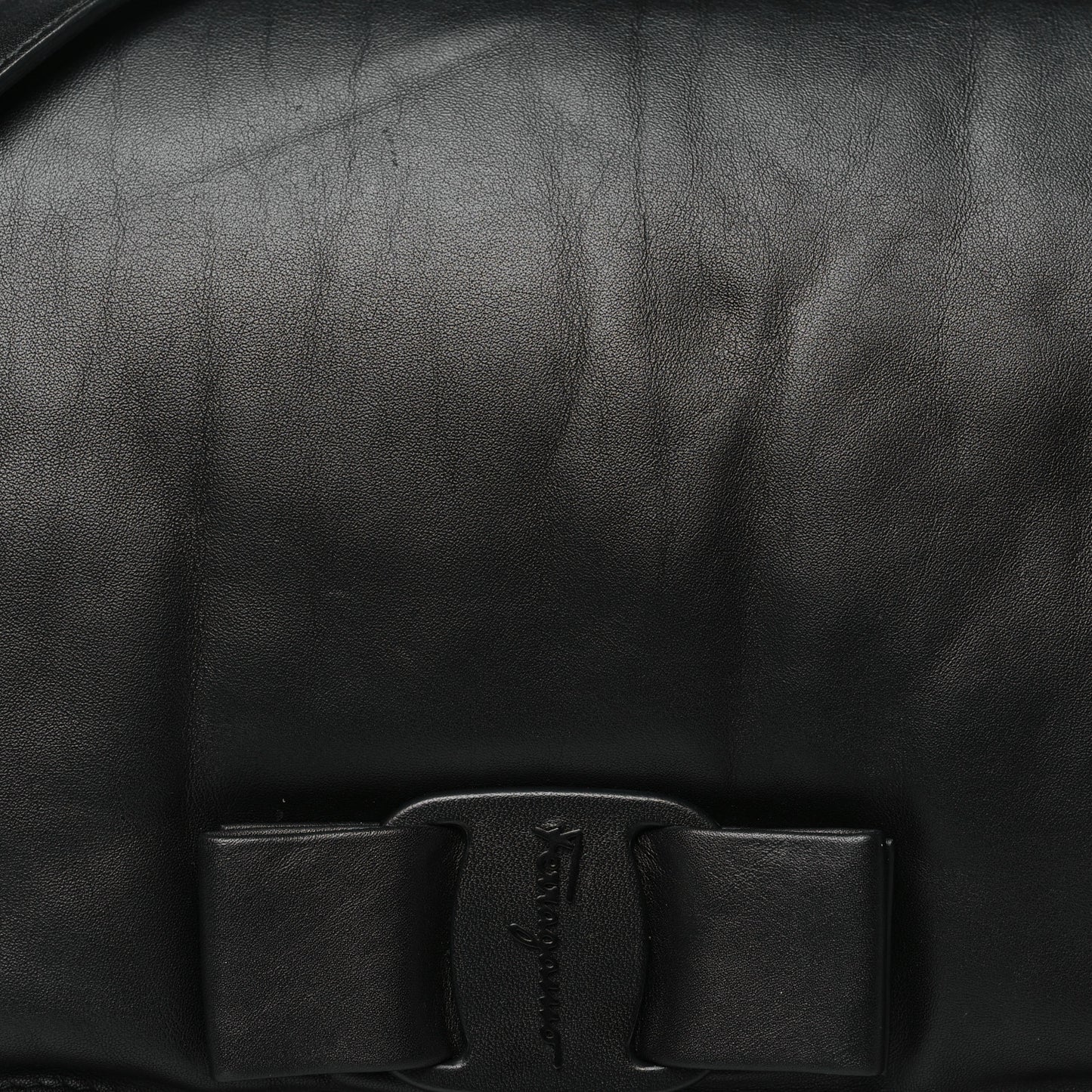 Calfskin Small Viva Bow Shoulder Bag Black