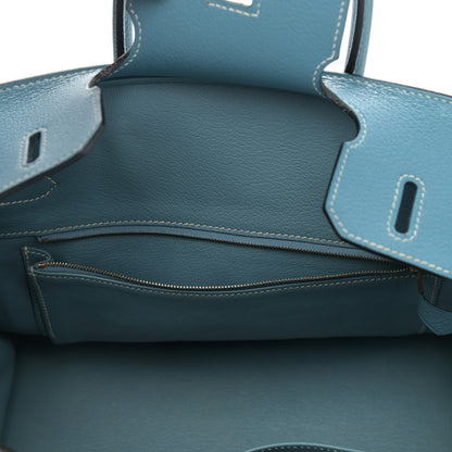 Hermes Taurillon Clemence Birkin 30 Blue Jean 13 of 15