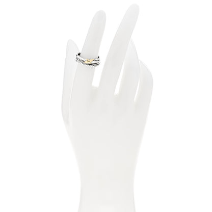 David Yurman Sterling Silver 18K Yellow Gold 6mm X Crossover Ring 51 5.75 2 of 4