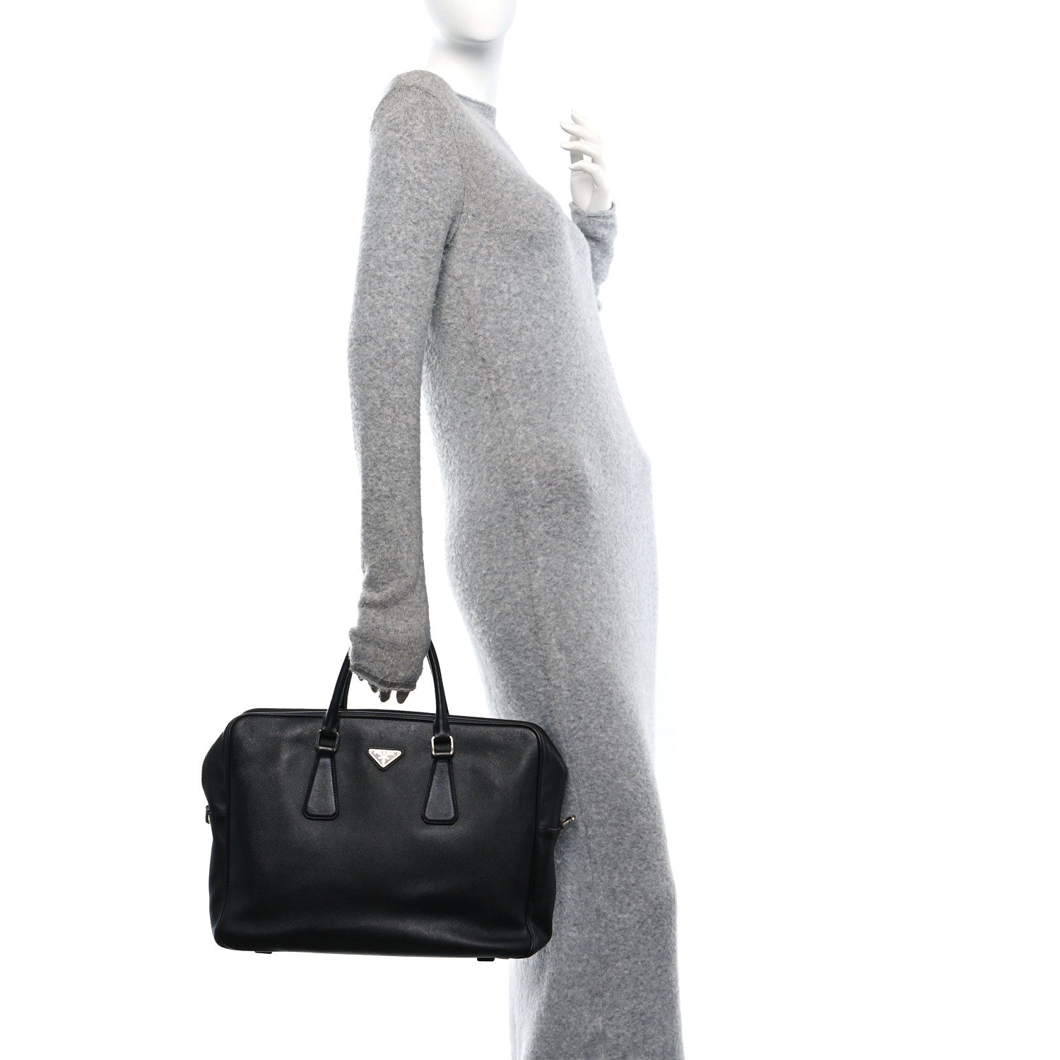 Prada Saffiano Travel Briefcase Black 2 of 11