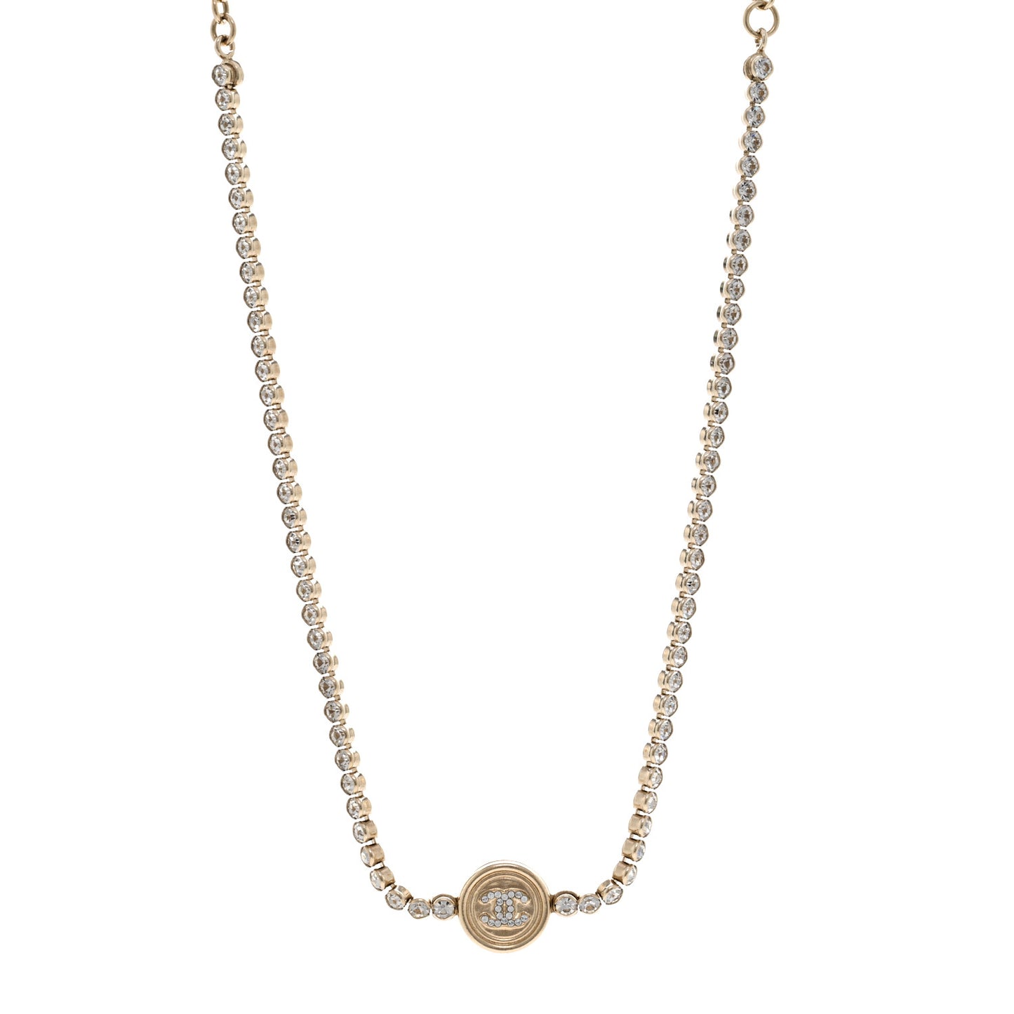 Crystal CC Chain Short Necklace Gold