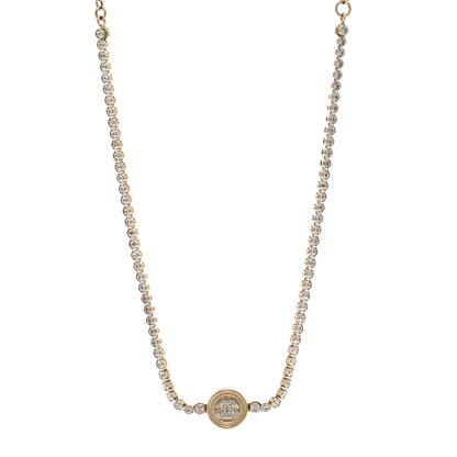 Chanel Crystal CC Chain Short Necklace Gold 1 of 6