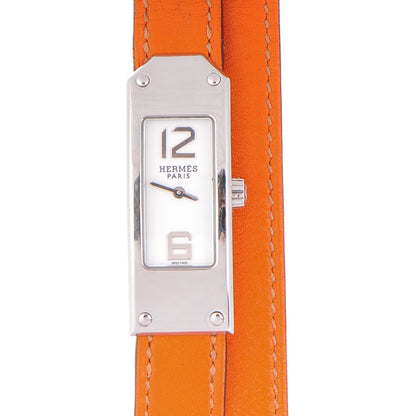Hermes Stainless Steel Swift 15mm Kelly II Double Tour Quartz Watch Orange 1 of 6