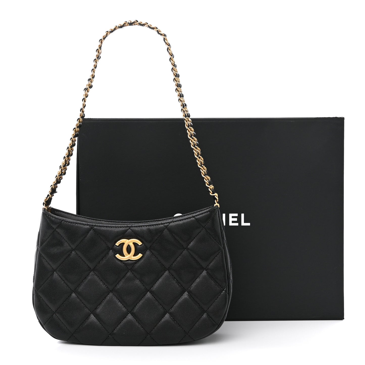 Caviar Quilted Hobo Black