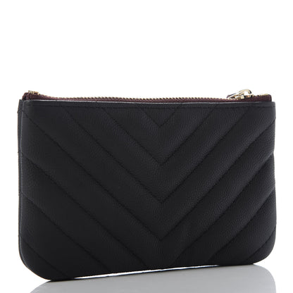 Chanel Caviar Chevron Quilted Small Cosmetic Case Black 3 of 7