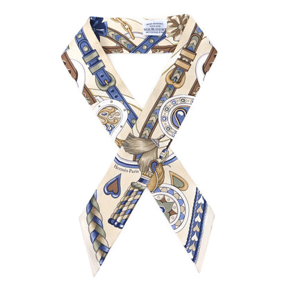 Hermes Silk Harnais De Coeur Twilly Creme Bleu Jean Vert Amande 1 of 5