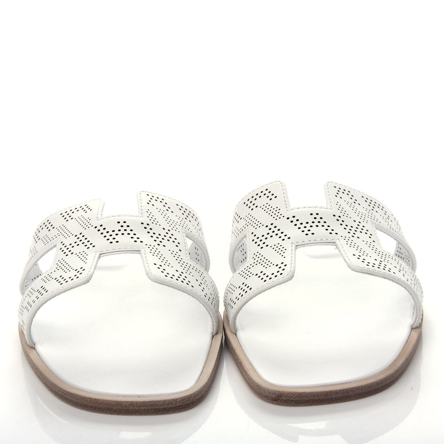 Calfskin Perforated Oran Sandals 36 White