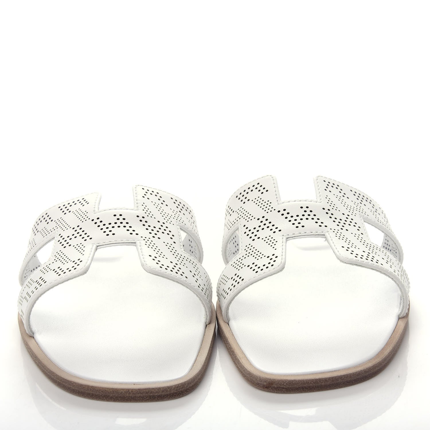 Hermes Calfskin Perforated Oran Sandals 36 White 5 of 10