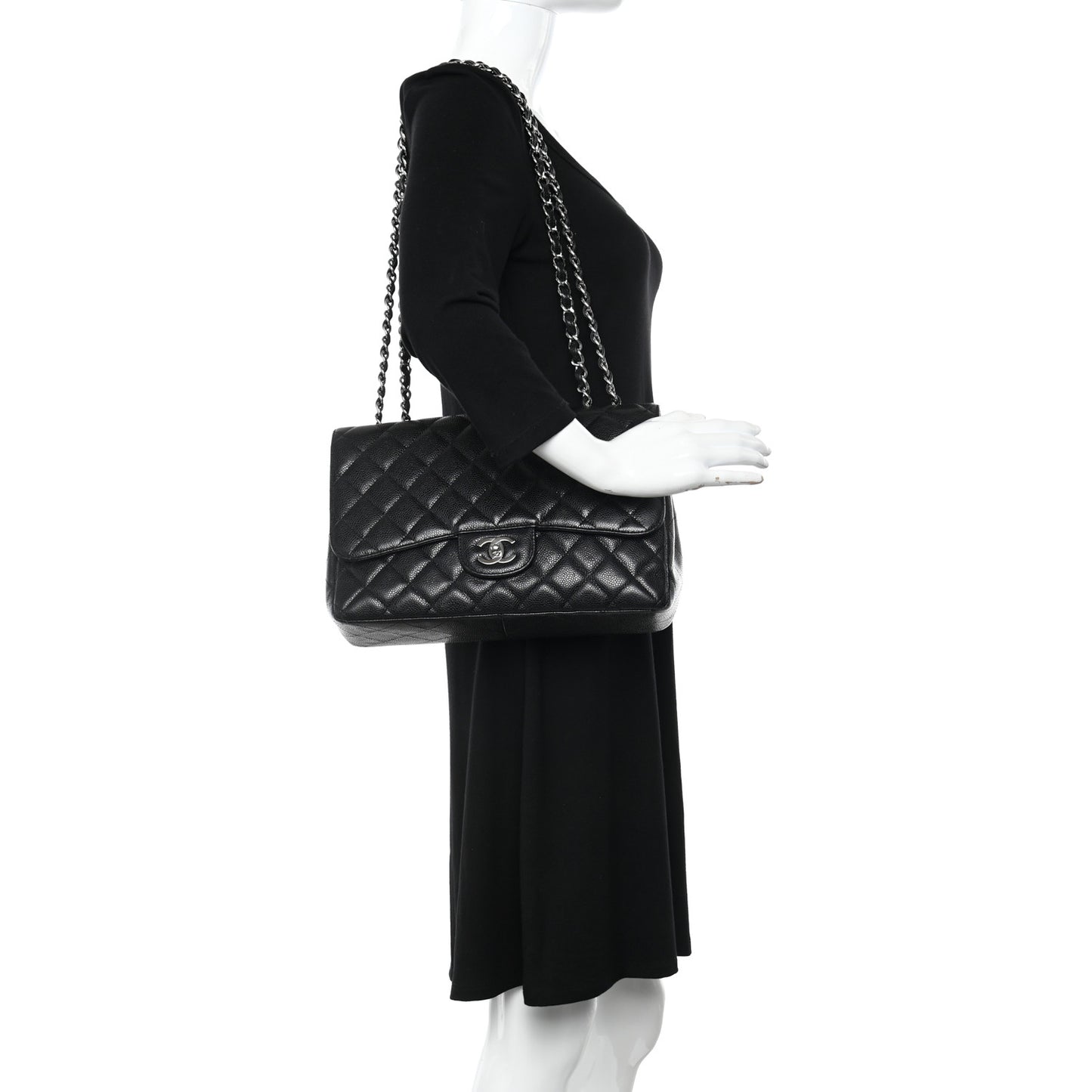 Caviar Quilted Jumbo Single Flap Black
