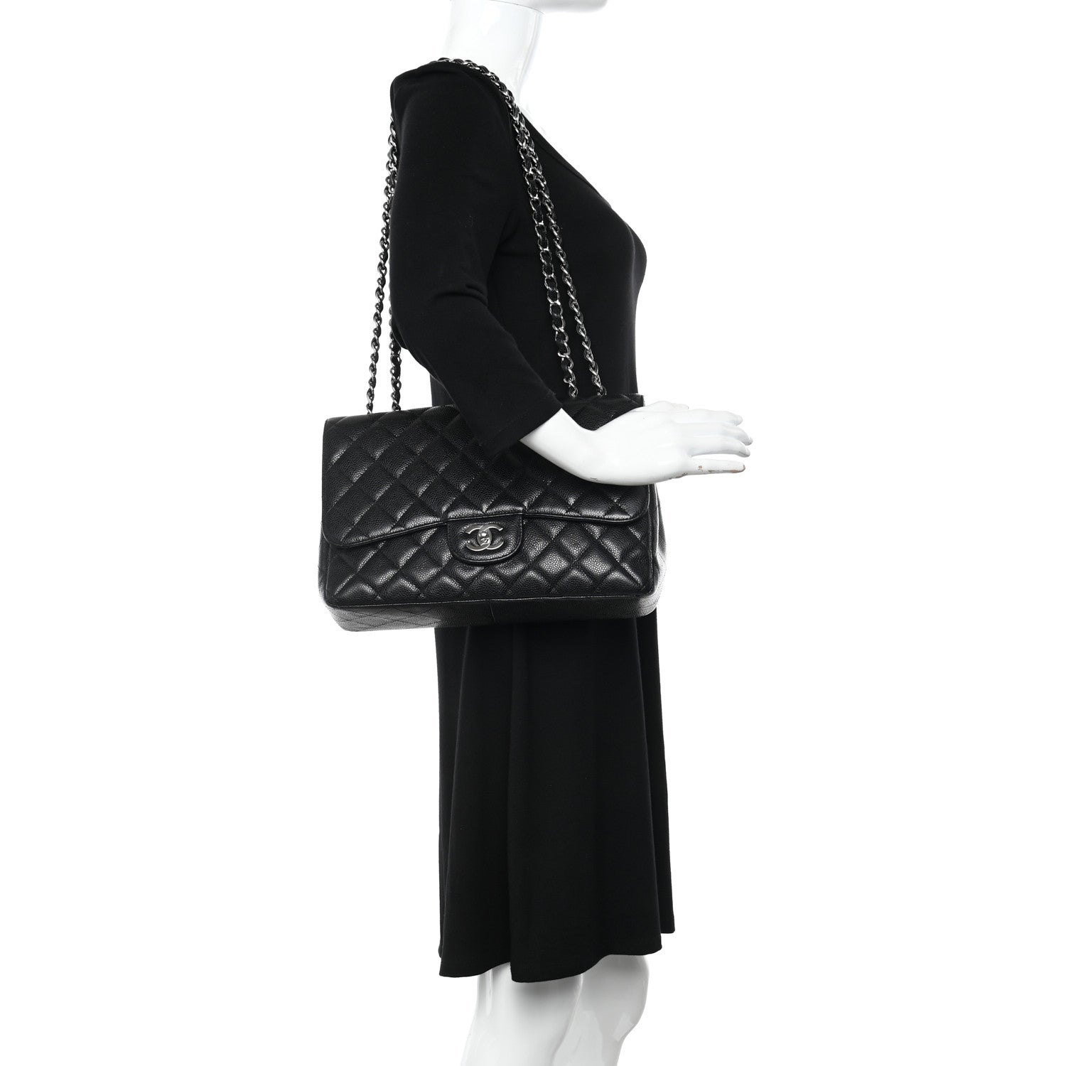 Chanel Caviar Quilted Jumbo Single Flap Black 2 of 13