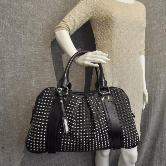 Burberry Prorsum Leather Studded Knight Satchel Black 2 of 9