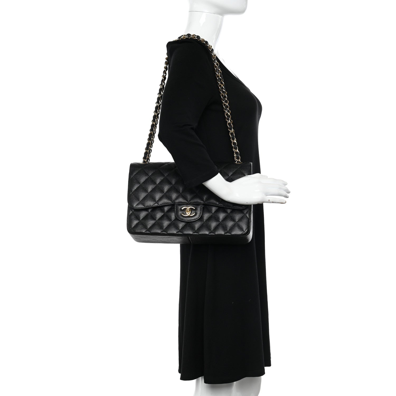 Chanel Caviar Quilted Jumbo Double Flap Black 2 of 12