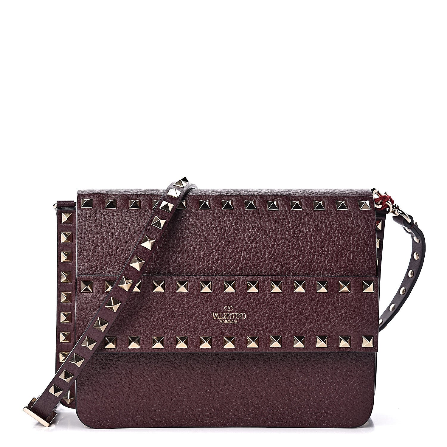 Valentino Garavani Pebbled Calfskin Rockstud Side Slip Crossbody Rubin 1 of 9