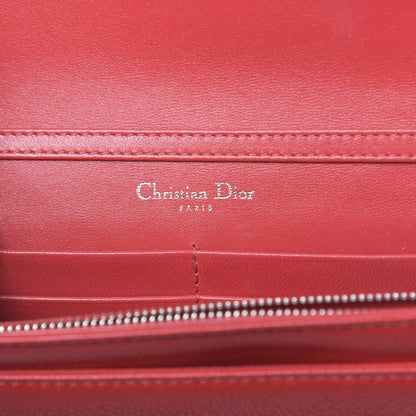 Christian Dior Grained Calfskin Diorama Wallet on Chain Pouch Rouge Vif 6 of 13