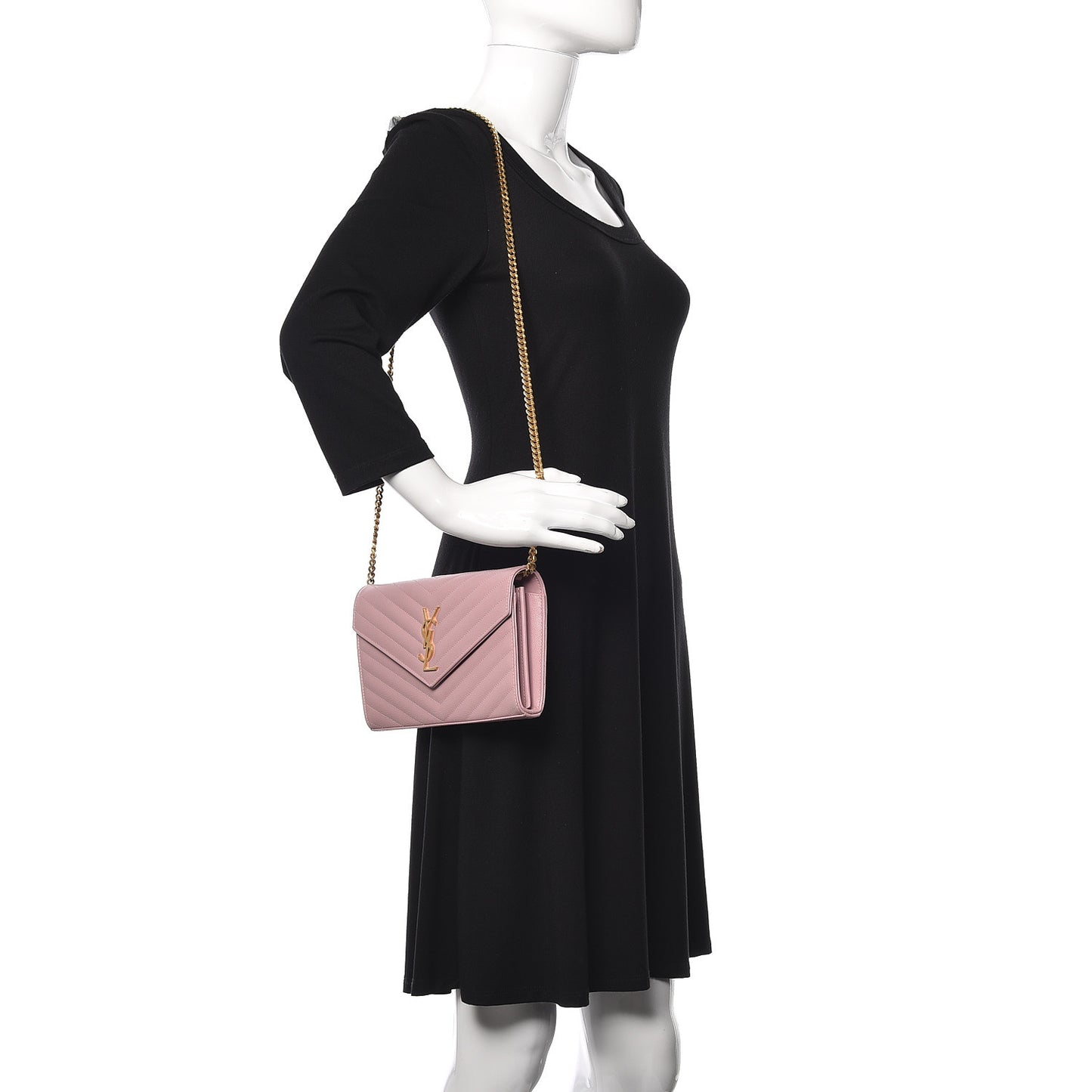 Grain De Poudre Matelasse Chevron Monogram Chain Wallet Tender Pink