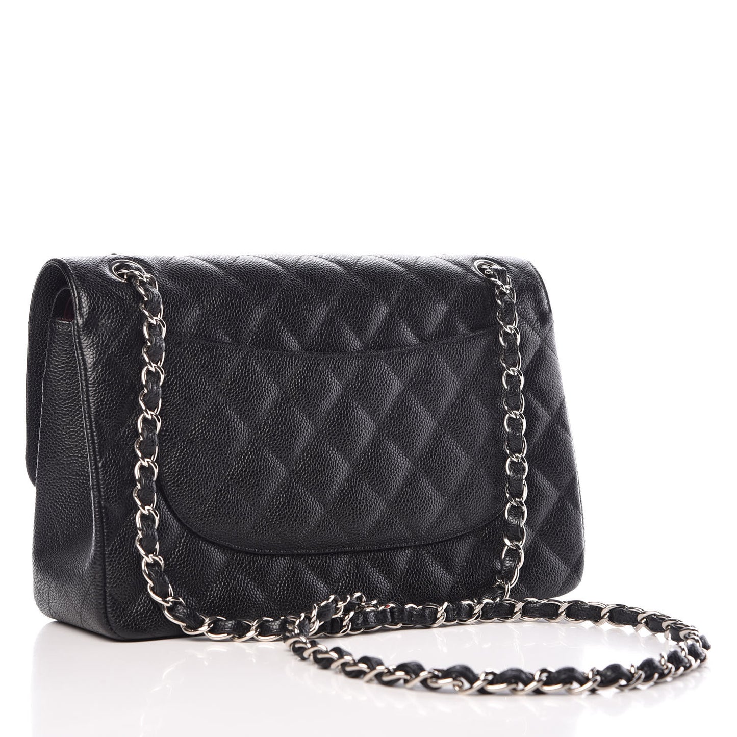 Caviar Quilted Jumbo Double Flap Black