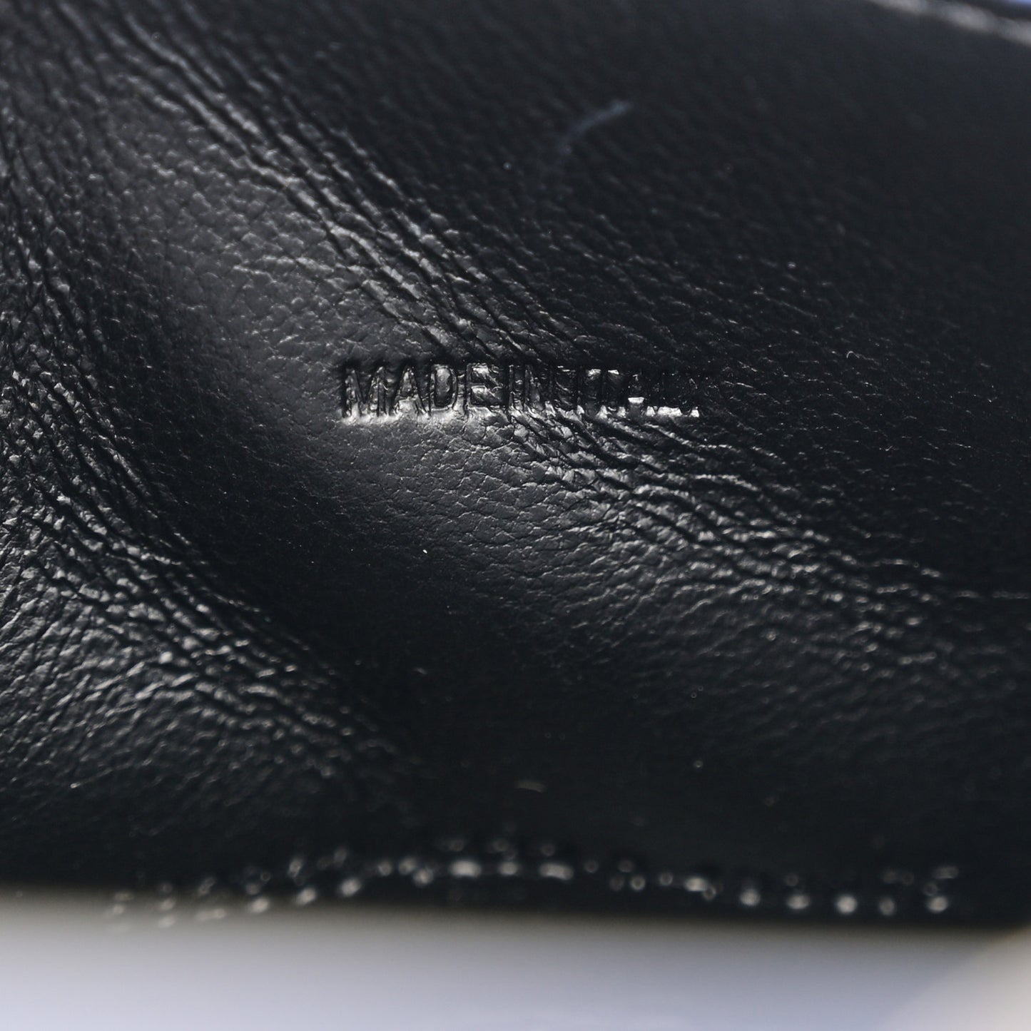 Metallic Shiny Calfskin Crocodile Embossed Hourglass Top Handle Bag XS Royal Blue