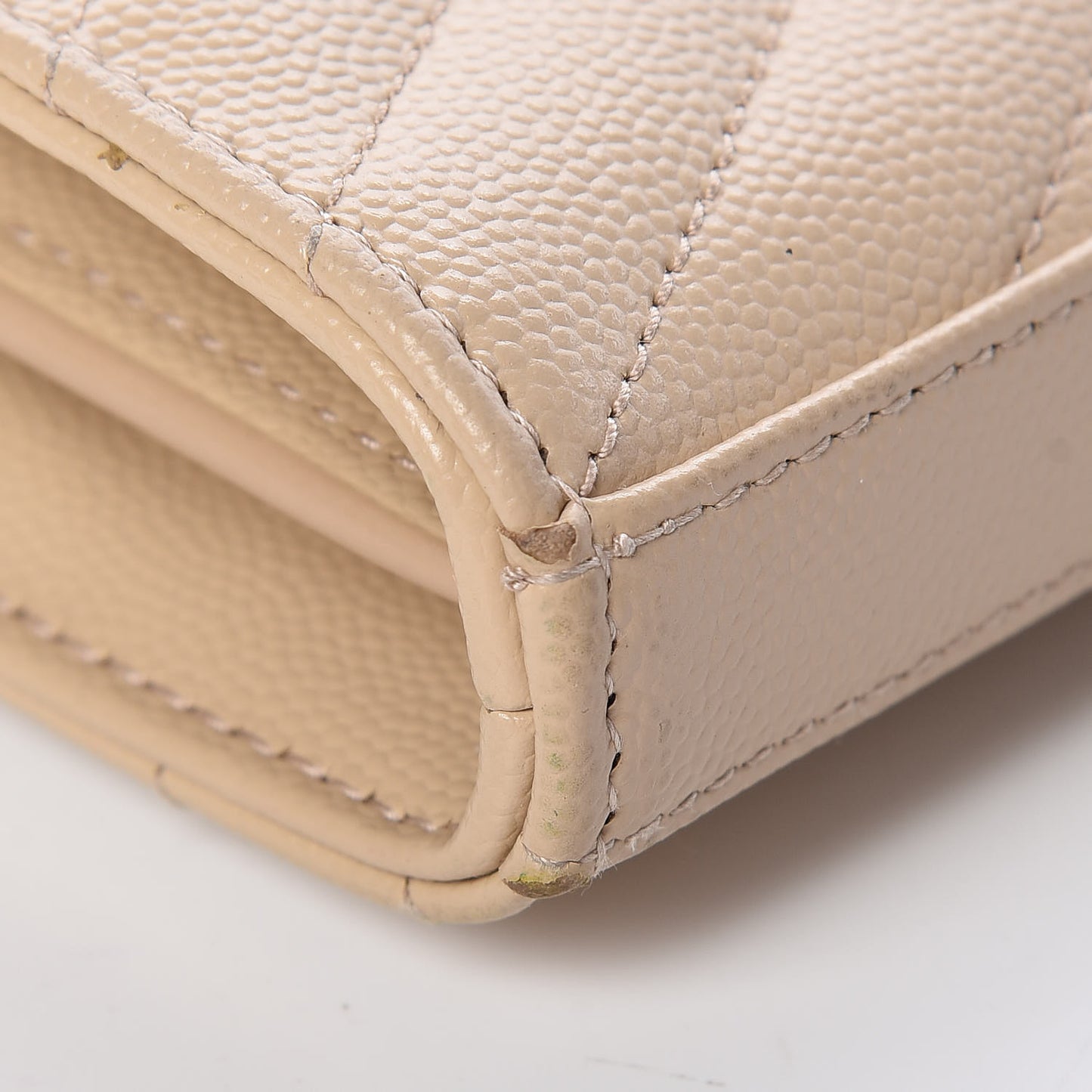 Grain De Poudre Matelasse Chevron Monogram Chain Wallet Nude Powder