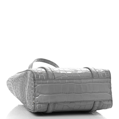Balenciaga Shiny Calfskin Logo Crocodile Embossed XXS Everyday Tote Grey 4 of 8